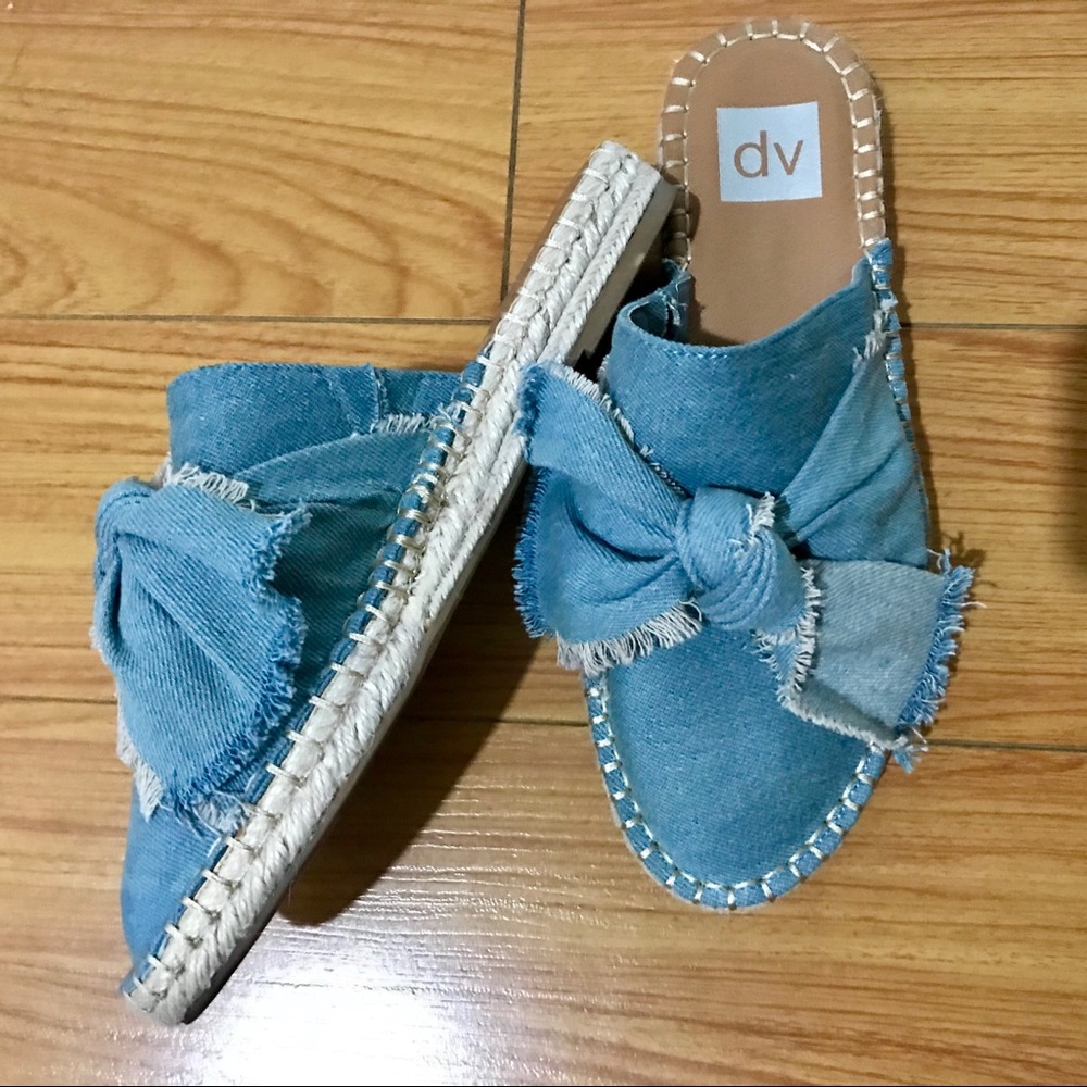 Dolce Vita Denim Bow Mule Espadrille Slides size 8